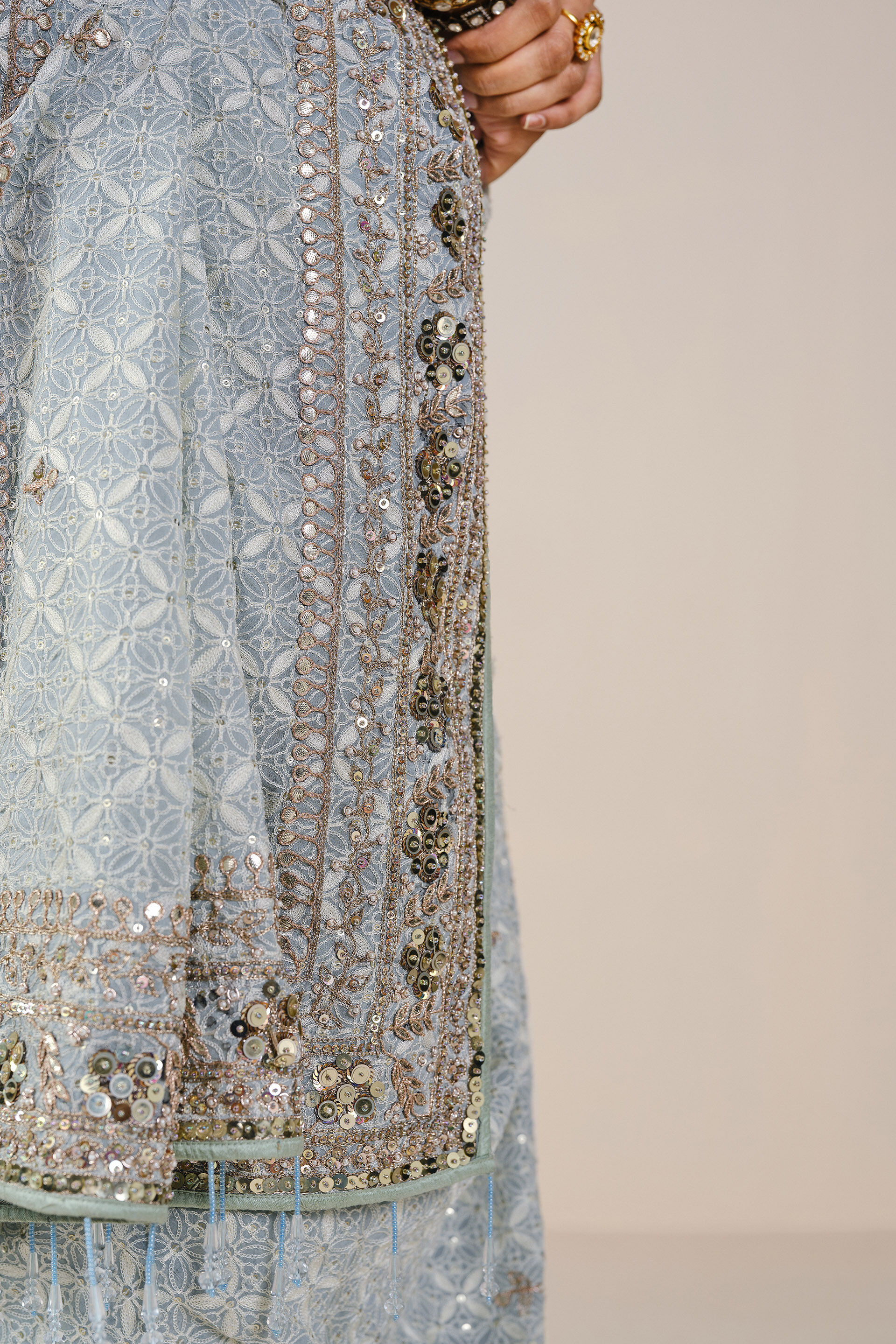 Aaloka Embroidered Georgette Saree - Powder Blue, Powder Blue, image 8